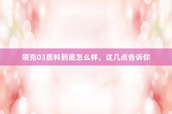 领克03质料到底怎么样，这几点告诉你